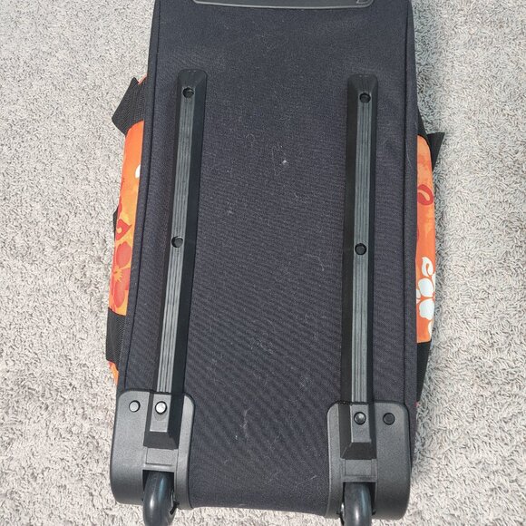 LL Bean XL Rolling Duffle Bag Orange Hibiscus Floral No Shoulder Strap - Picture 9 of 10